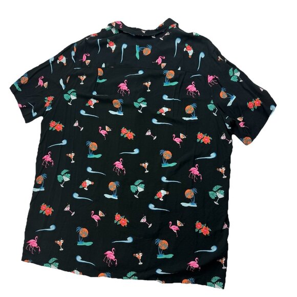 KS Island Mens 2XL Tall Black Short Sleeve Hawaiian Shirt Flamingo Martini - Picture 2 of 8